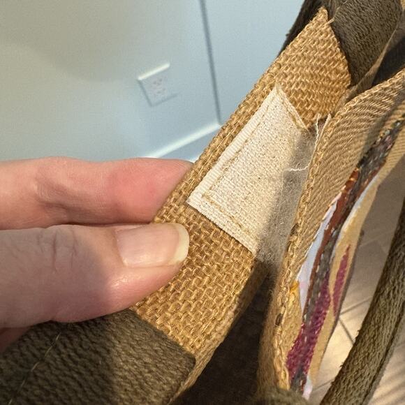 Vintage Feed Sack Tote Purse Handbag Handmade Quilted Upcycled Hook Loop Close - Picture 14 of 16